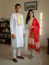 Panjabi Three Piece Couple Set