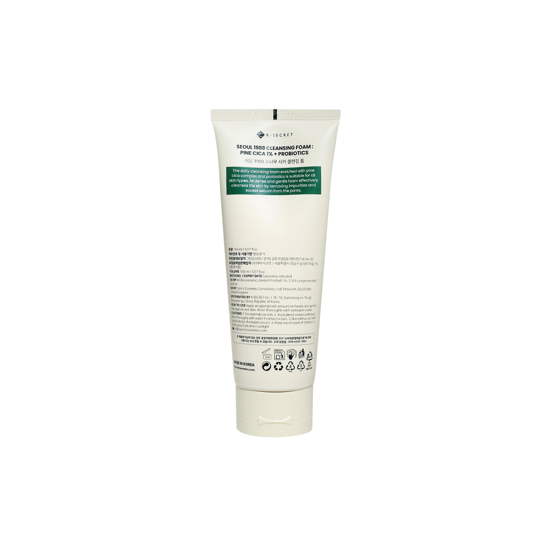 K-Secret Seoul 1988 Cleansing Foam : Pine Cica 1% + Probiotics 150 ml