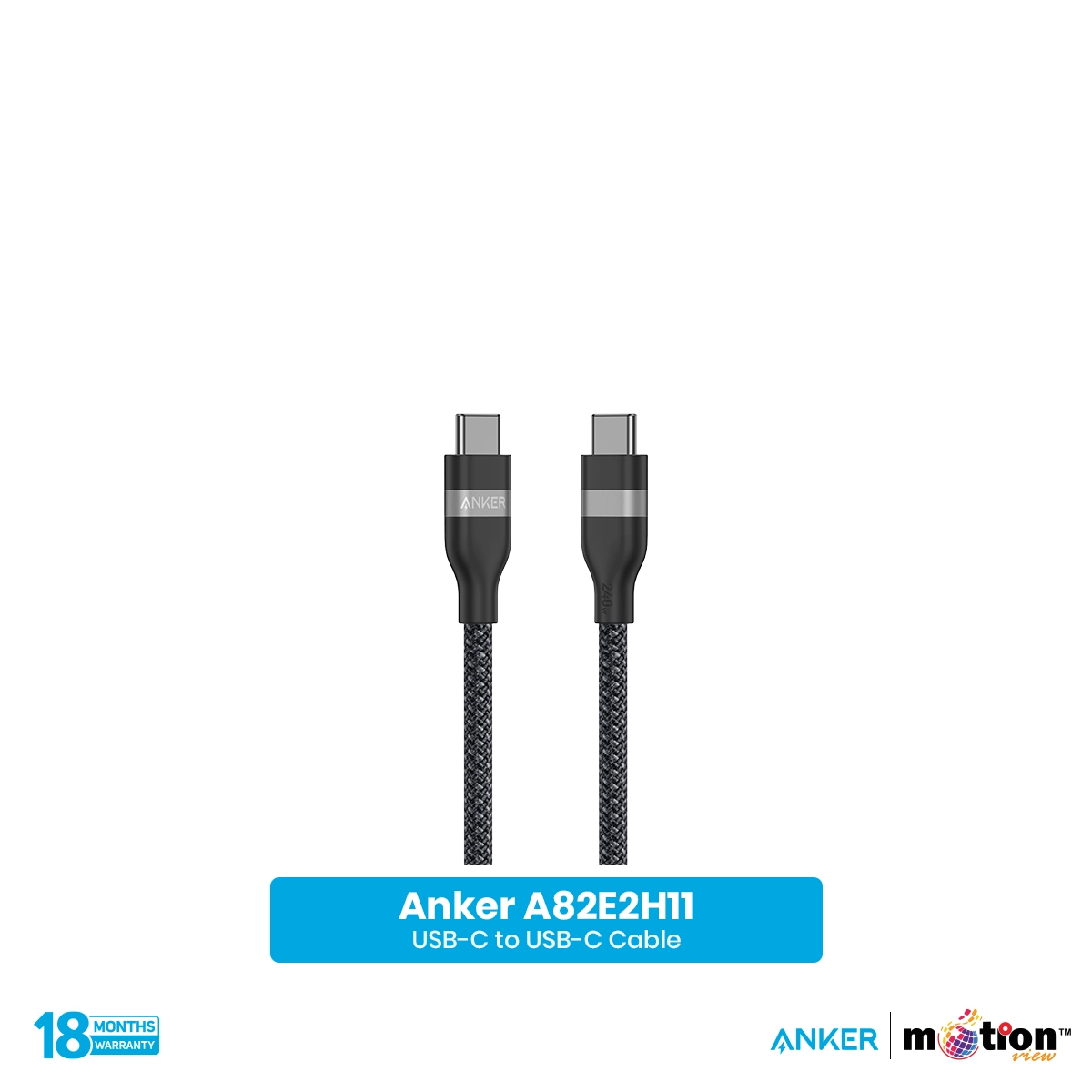 Anker USB-C to C Cable (3ft, 240W, Upcycled-Braided)