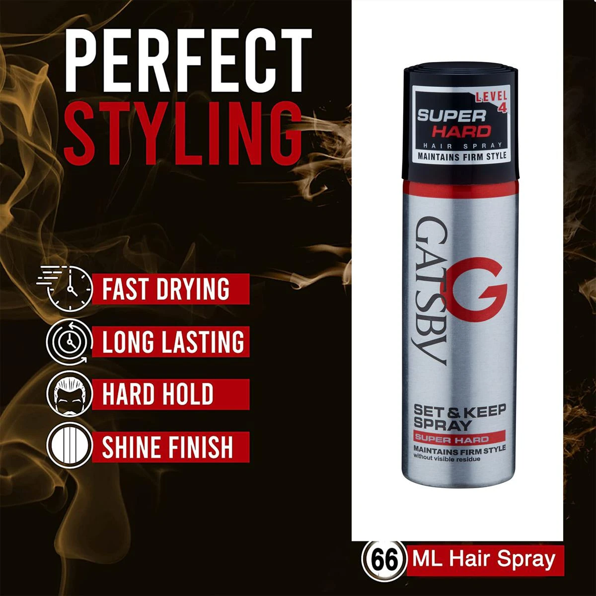 GATSBY Hair Spray Level 4 Set and Keep Spray Super Hard 66ml