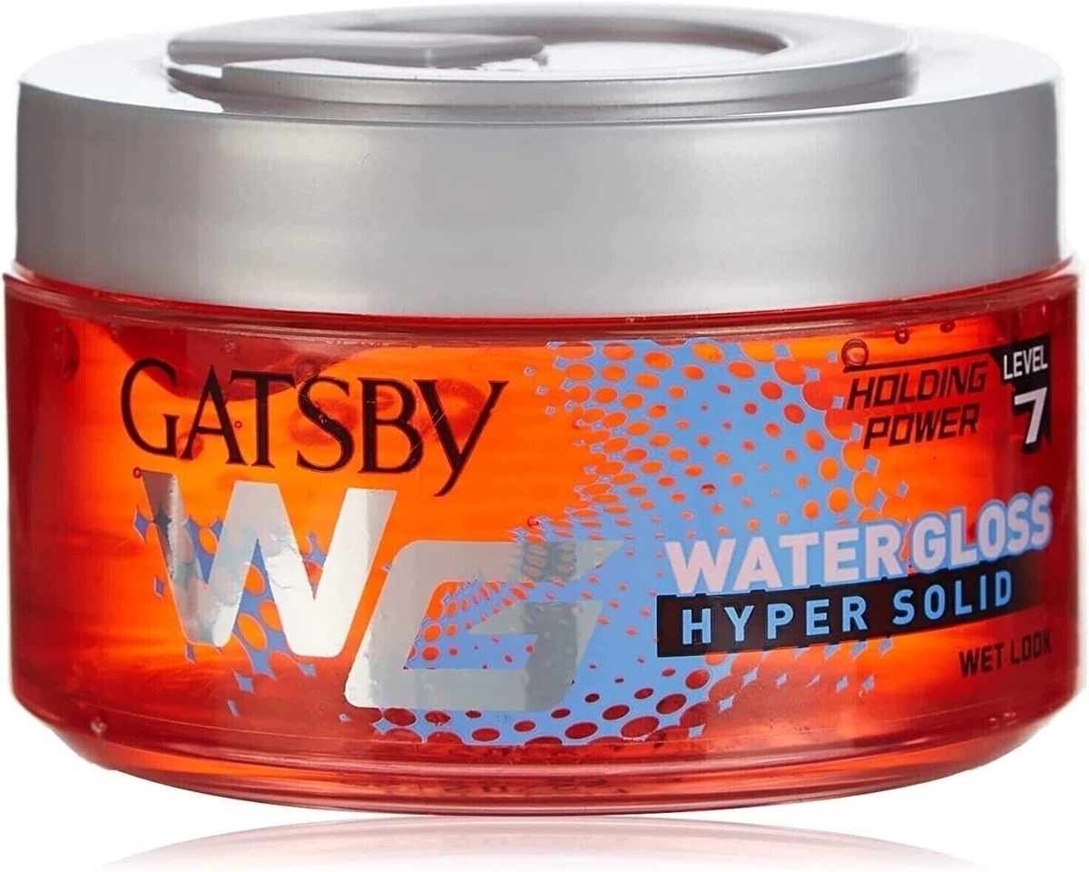 Gatsby Water Gloss Hair Gel 150g Hyper Solid Level 7 Holding Power - Wet Look, Shine Effect, Non Sticky, Easy Wash Off