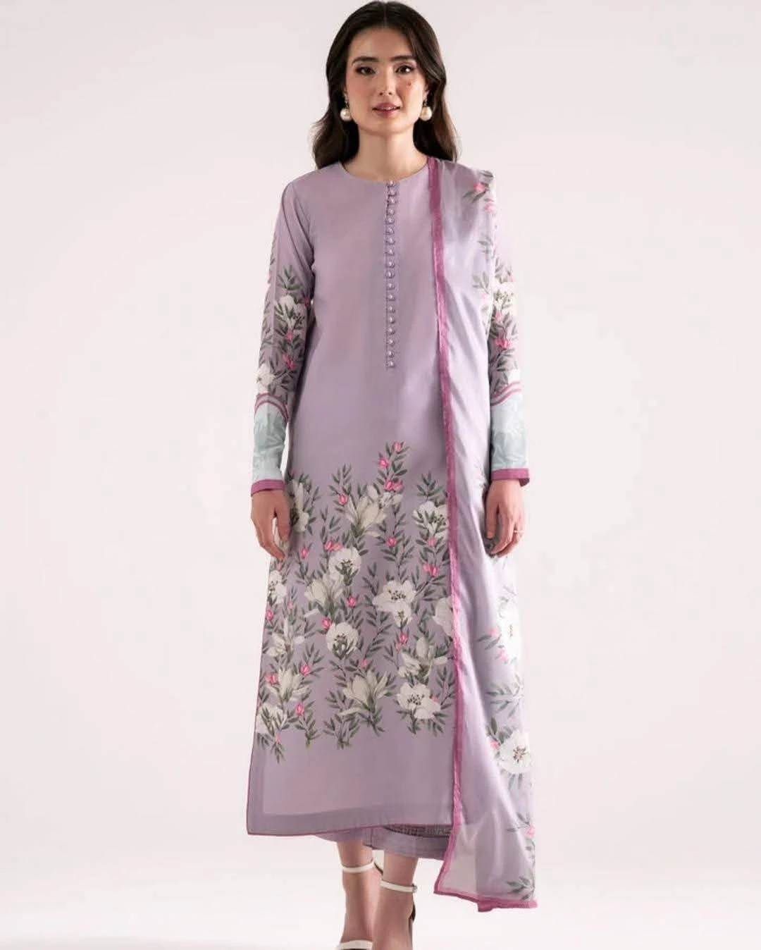 Digital Print Three Piece - Silk Set
