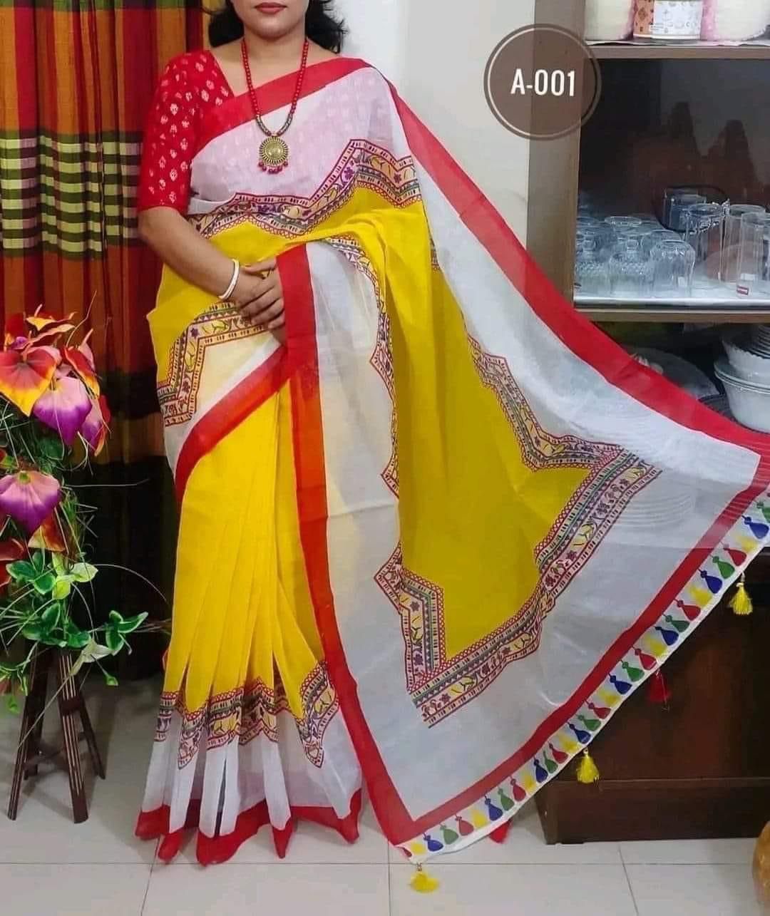 হাফ সিল্ক স্কিন প্রিন্ট শাড়ি