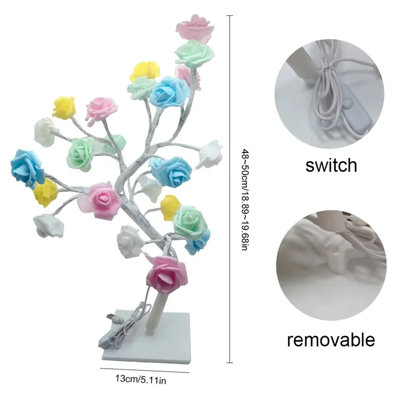 Tabletop Bonsai Tree,LED Rose Flower Tree,Table Rose Tree Lights Girls Gift for Mom Birthday Wedding Christmas Valentine's Day Party Decor