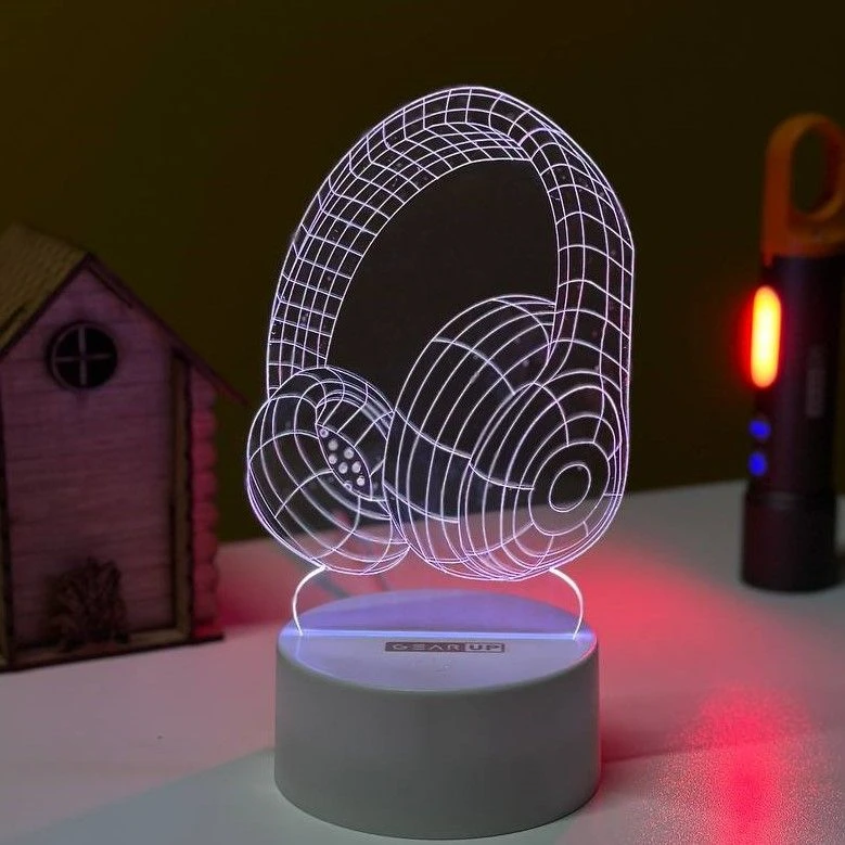 GearUP Acrylic Multicolor Night Lamp (Headphone)- WHITE – 20 pcs