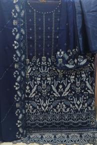 Sarah Vol-2: Royal Navy Blue Handwork Cotton Suit with Chiffon Georgette Dupatta