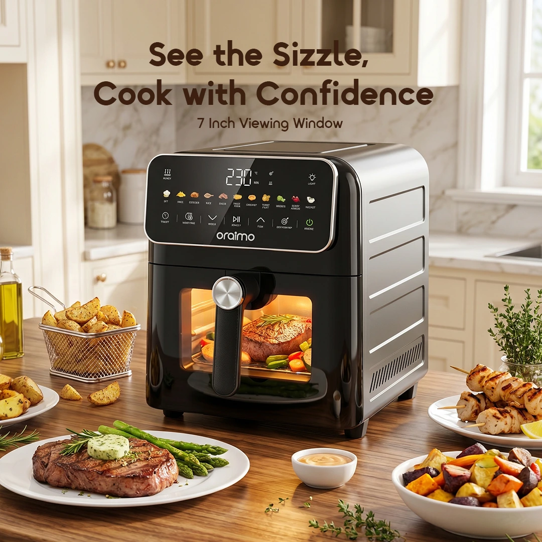 oraimo Air Fryer Intellifry OAF-502A-07 See the Sizzle, Cook with Confidence 7 Inch Viewing Window
