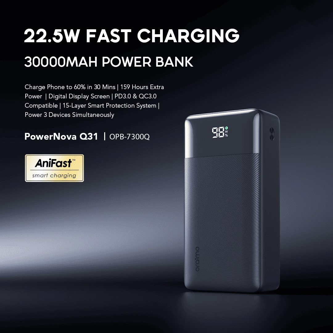 oraimo Power Bank PowerNova Q31 OPB-7300Q 01 22.5W Fast Charging 30000mAh Power Bank