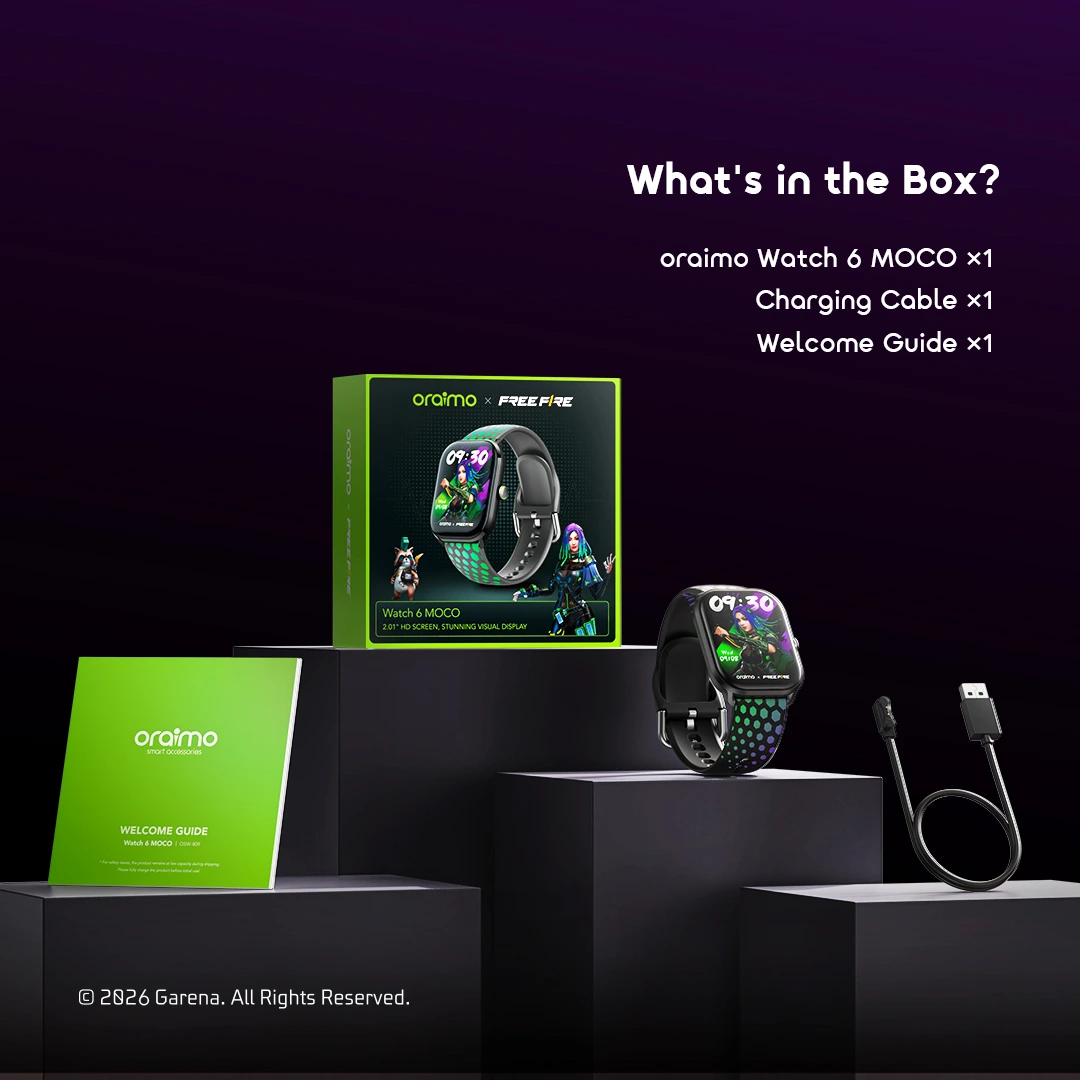 oraimo Smart Watch Watch 6 MOCO OSW-809 12 What's in the Box?