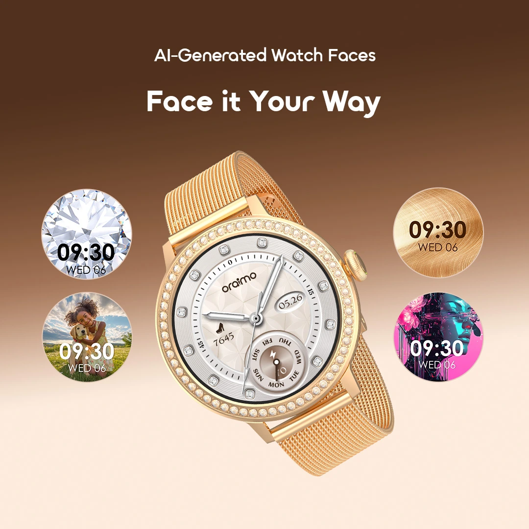 oraimo Smart Watch Watch Muse 2 OSW-833N 10 AI-Generated Watch Faces Face it Your Way