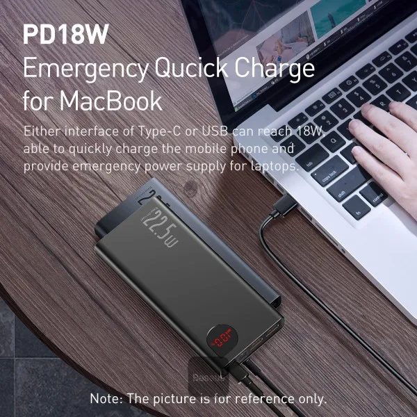 Baseus Adaman 20000mAh 22.5W Metal Power Bank with Digital Display – Black