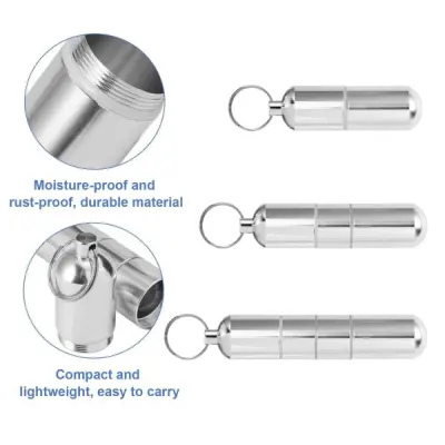 Mini Aluminium Cigarette Case, Key Ring with Cigarette Cases, Waterproof Round Cigarettes for Men, Portable Cigarette Box for Travel, Hiking, Camping