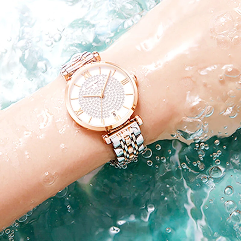 Trsoye Women's Two-Tone Chain Watch