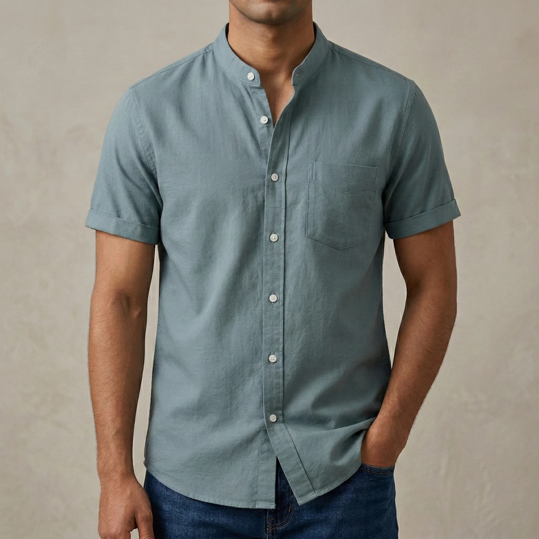 Fashionable half-sleeve shirt for men ( Ash)