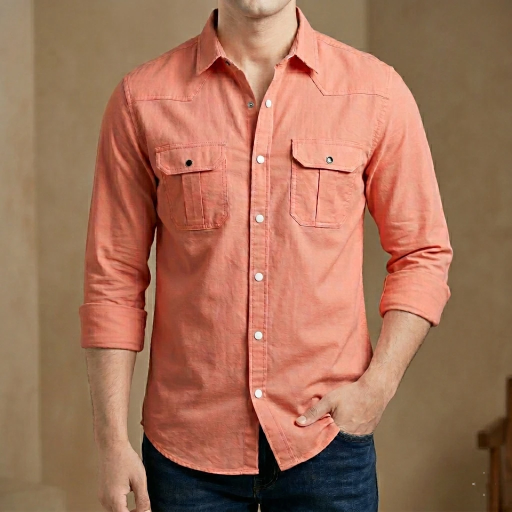 Double Pocket shirt for men( Pink)