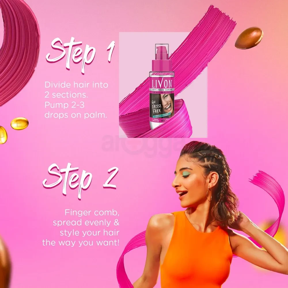 LivOn Anti Frizz Serum for All Hair Types 45ml - Product of India