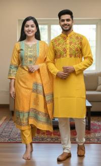 Panjabi Three Piece Couple Set