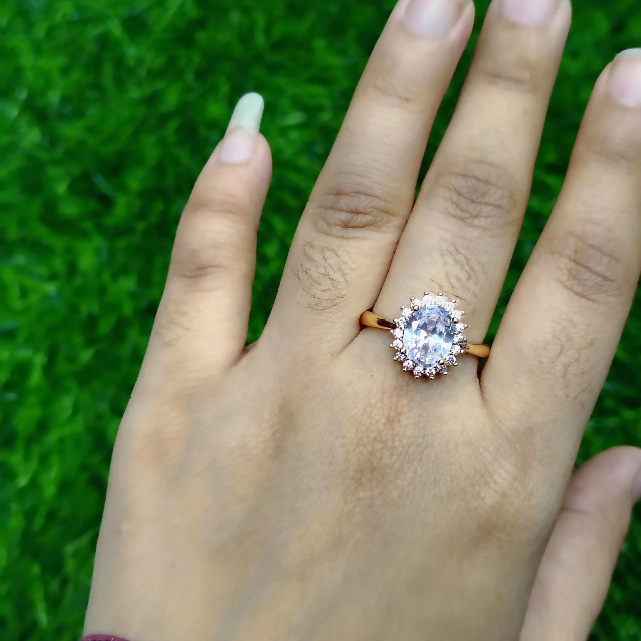 Classic Crystal Crown Ring – Golden Finish