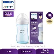 Baby Feeder - Philips Avent Natural Response Baby Bottle 1m+ 260ml Blue Plastic Bottle