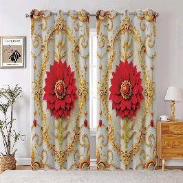 2 Piece 3D Print Premium curtain