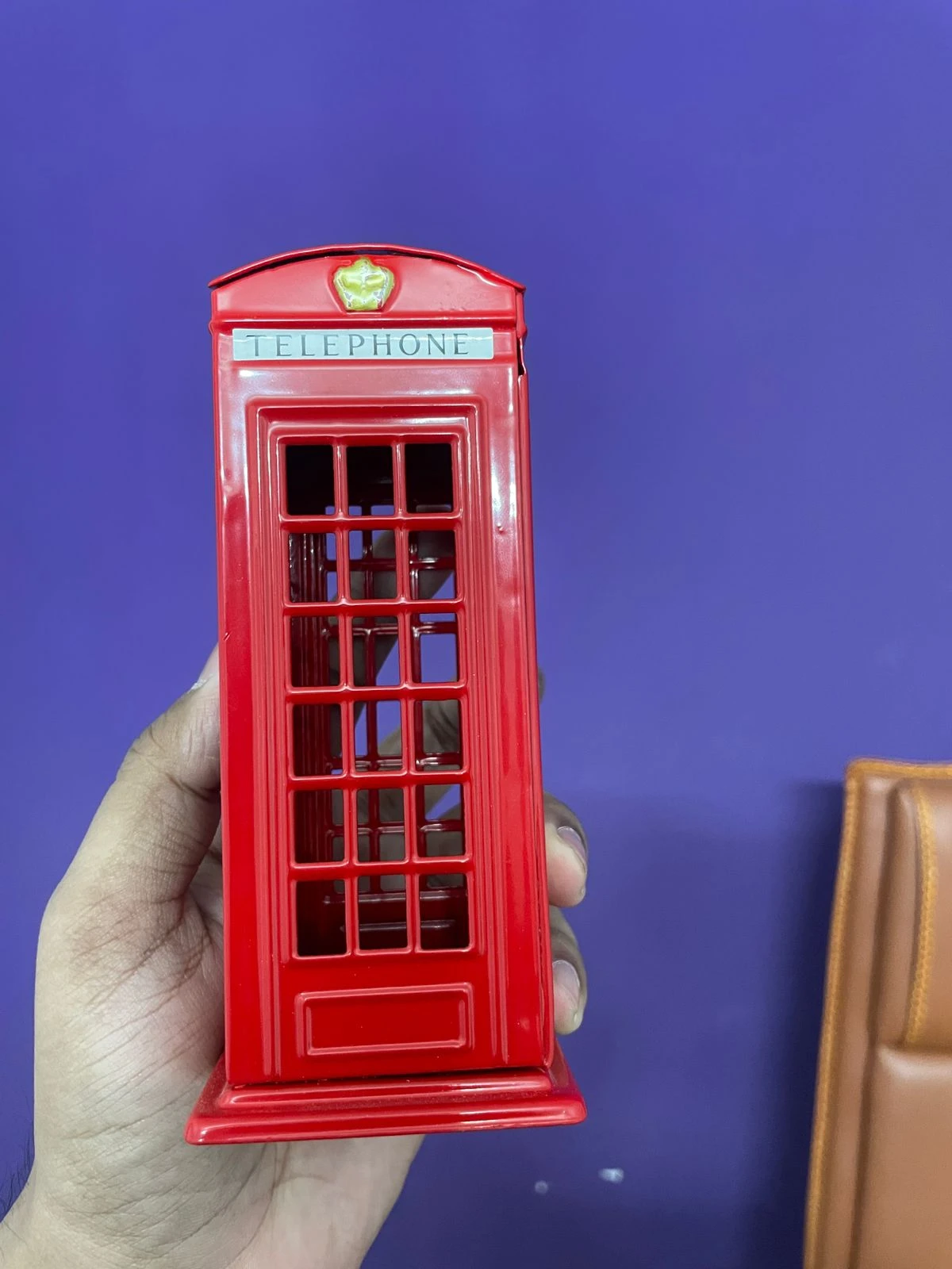 Die cast metal telephone box money bank