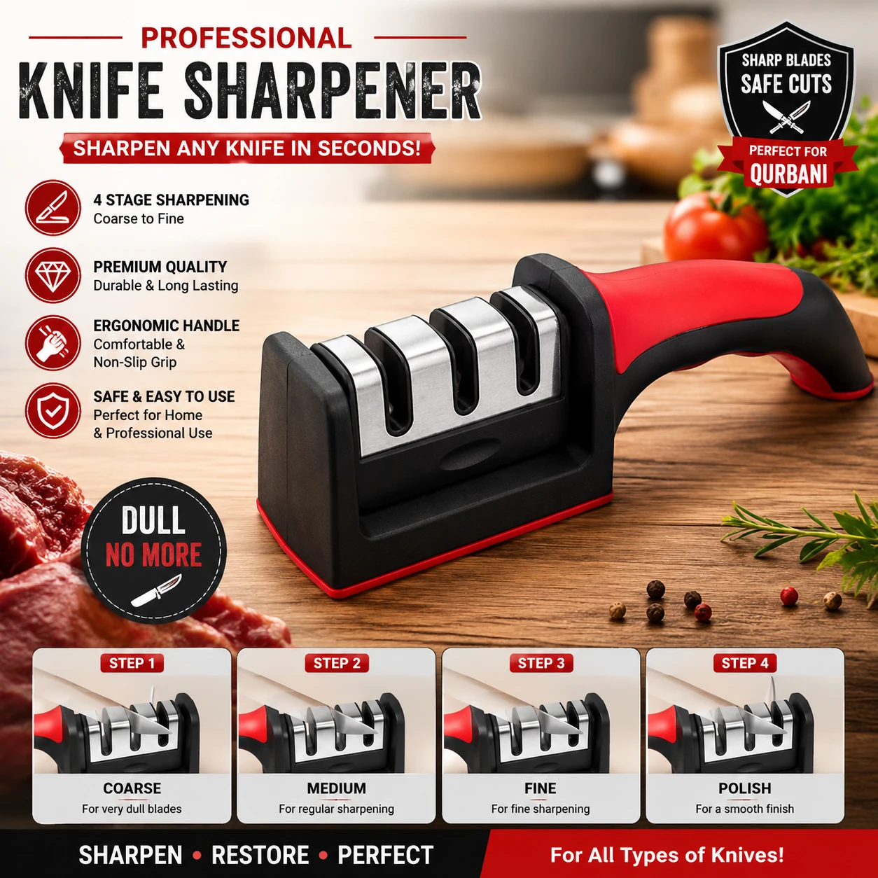 Qurbani Meat Cutting Combo Set – 3 in 1 Premium Kitchen Tool Kit 2