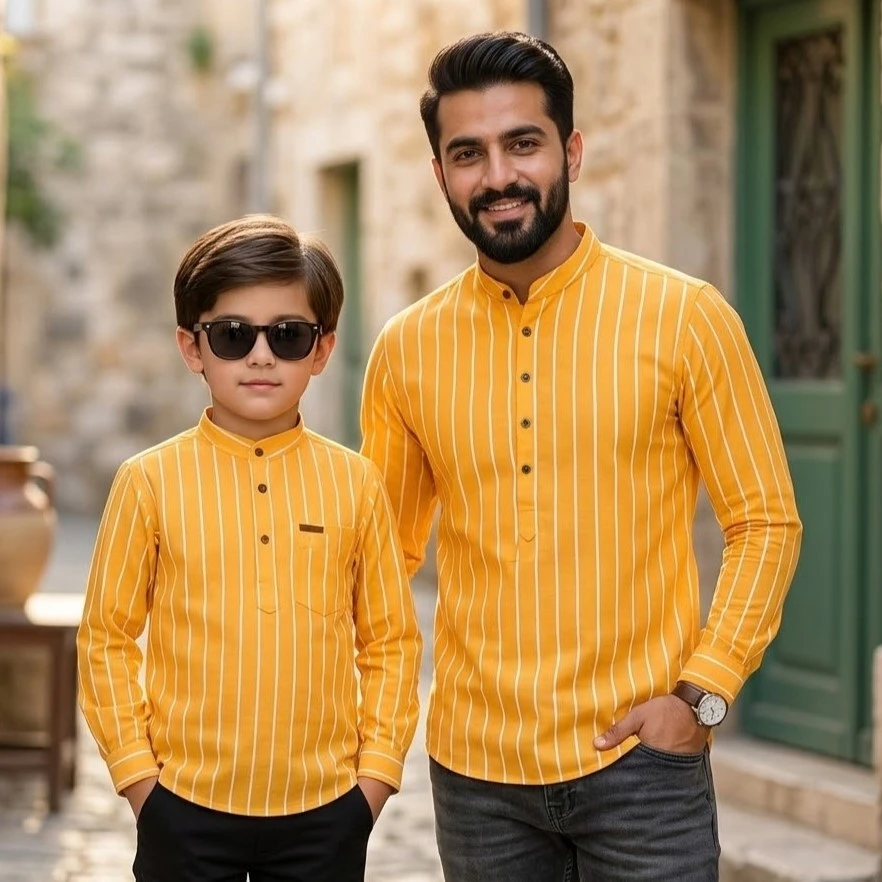 Father & Son Premium Striped Cotton Katua