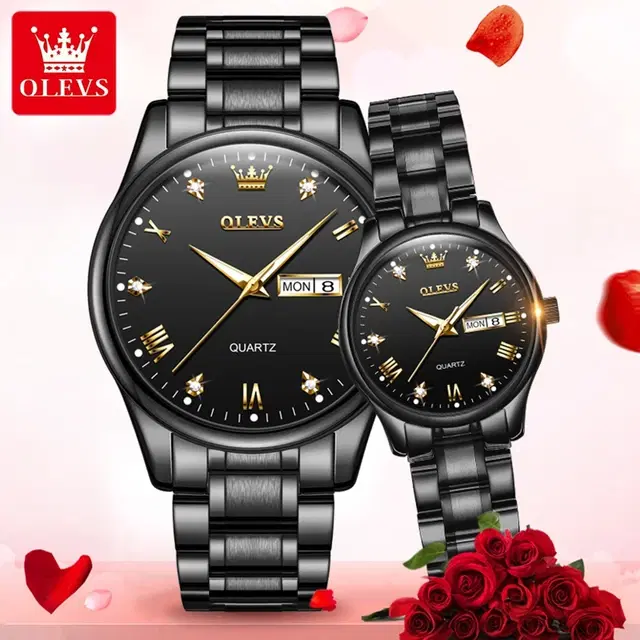 Olevs 5563 CHAIN WATCH –( Black ) For Women