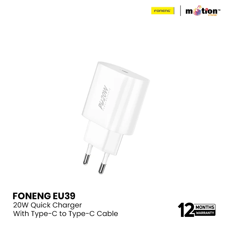 FONENG EU39 PD 20W Quick Charger With Type-C to Type-C Cable