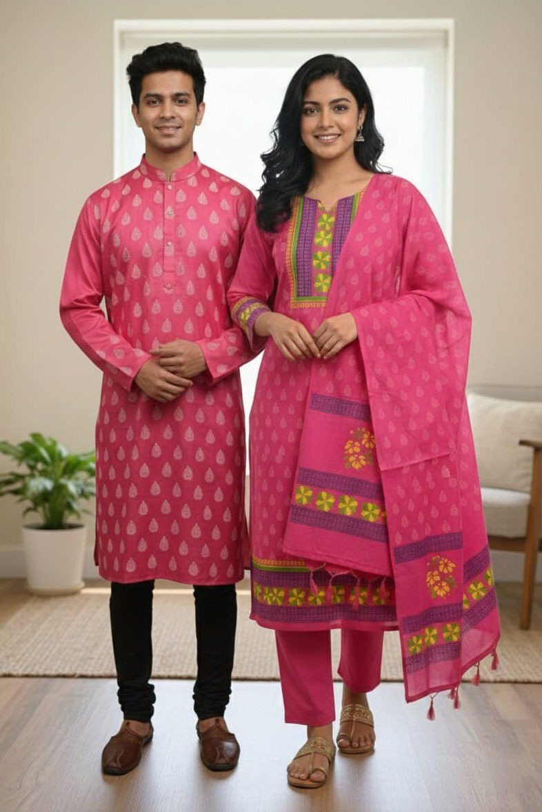 Panjabi Three Piece Couple Set