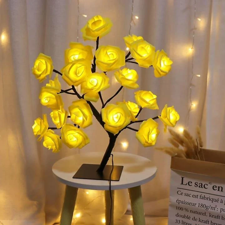TERGAYEE Tabletop Bonsai Tree,LED Rose Flower Tree,Table Rose Tree Lights Girls Gift for Mom Birthday Wedding Christmas Valentine's Day Party Decor