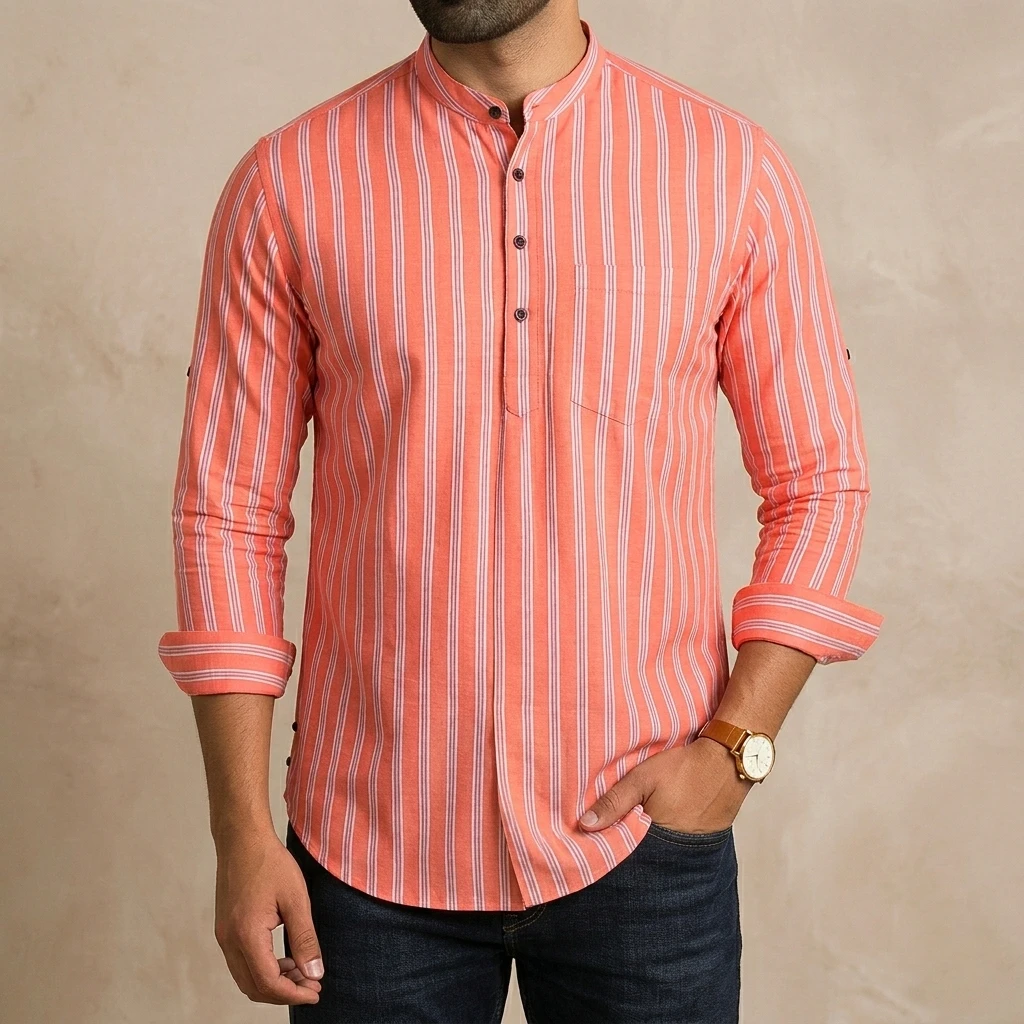 Premium Long Sleeve Striped Katua for Men