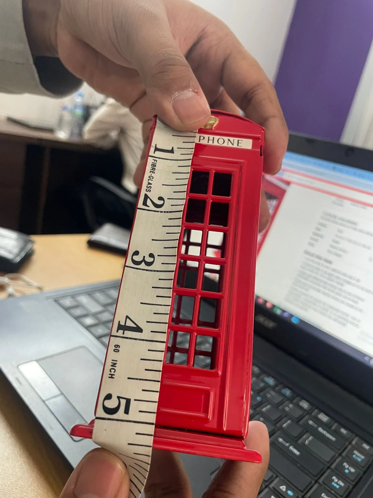 Die cast metal telephone box money bank