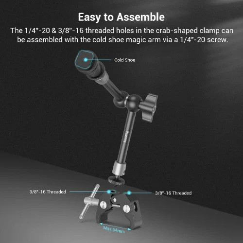 Smallrig Crab-Shaped Clamp & Magic Arm (11’’)