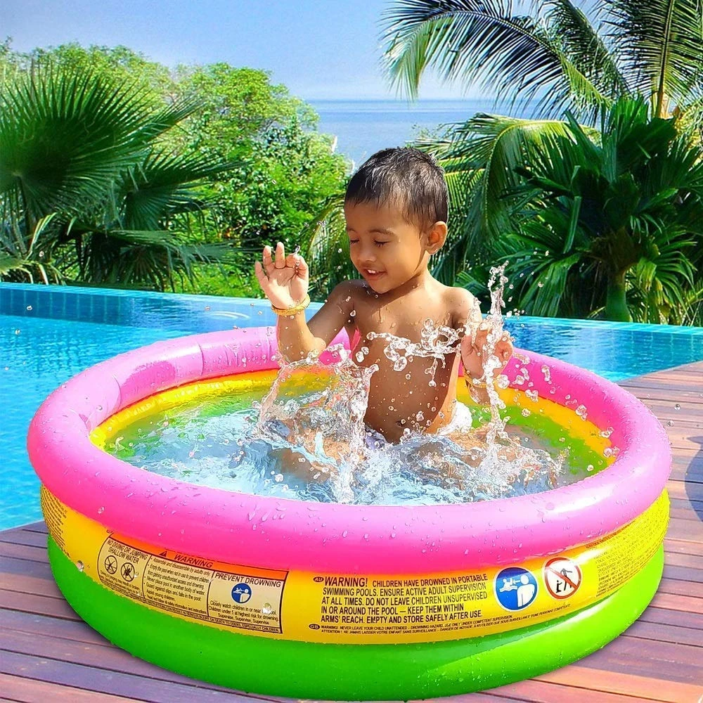 Baby Bath Tub, Baby Swimming Pool with Pumper (34 X10inch) - Multicolor