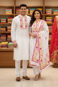 Panjabi Three Piece Couple Set