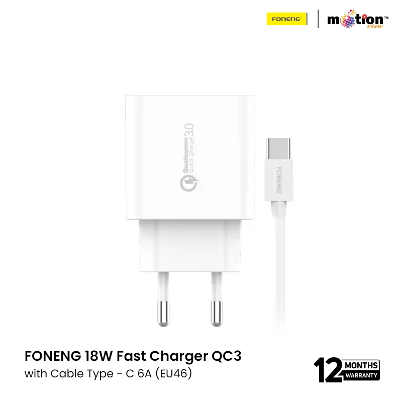 FONENG 18W Fast Charger QC3 with Cable Type - C 6A