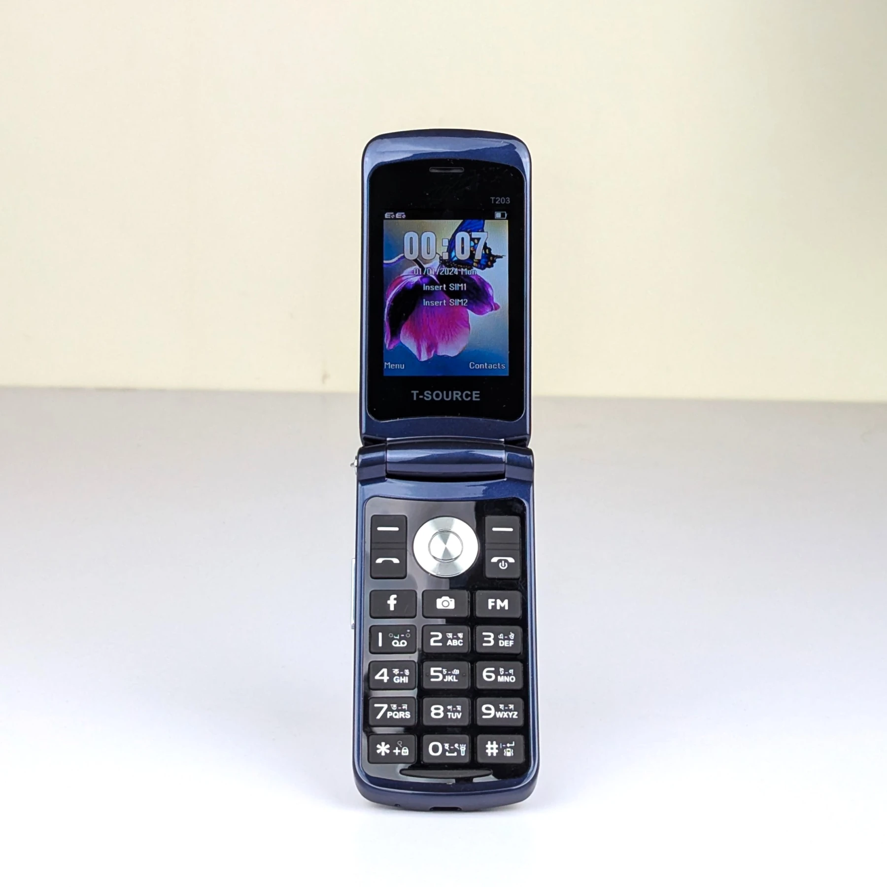 T-Source T203 Dual Display Folding Mobile Phone (BLUE)