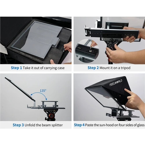 FeelWorld TP16 Remote-Controlled Folding Teleprompter for Tablets