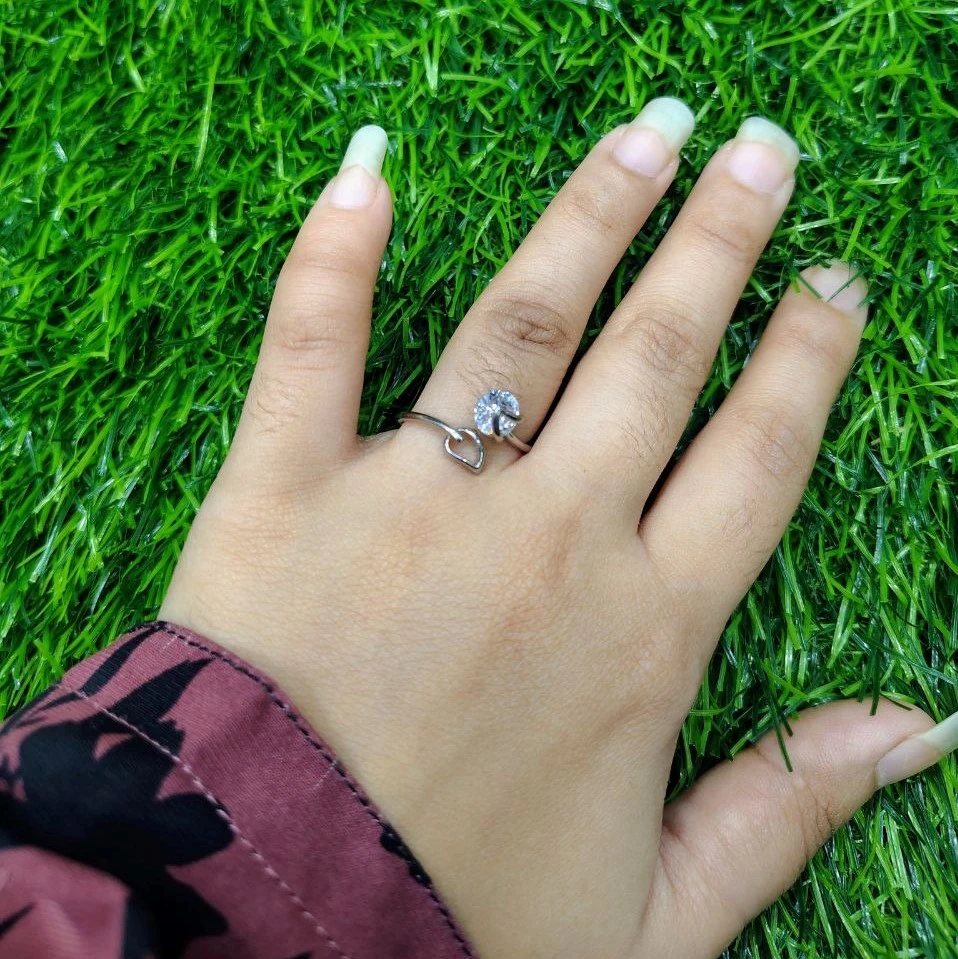 Spinning Heartstone Adjustable Ring