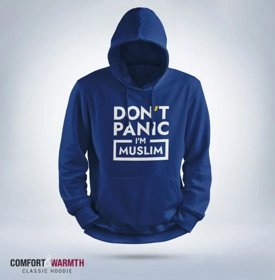 "Don't Panic" Islamic Hoodie (Royal Blue)