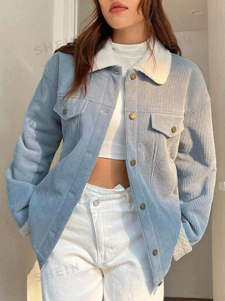 Long corduroy jacket Sky Blue