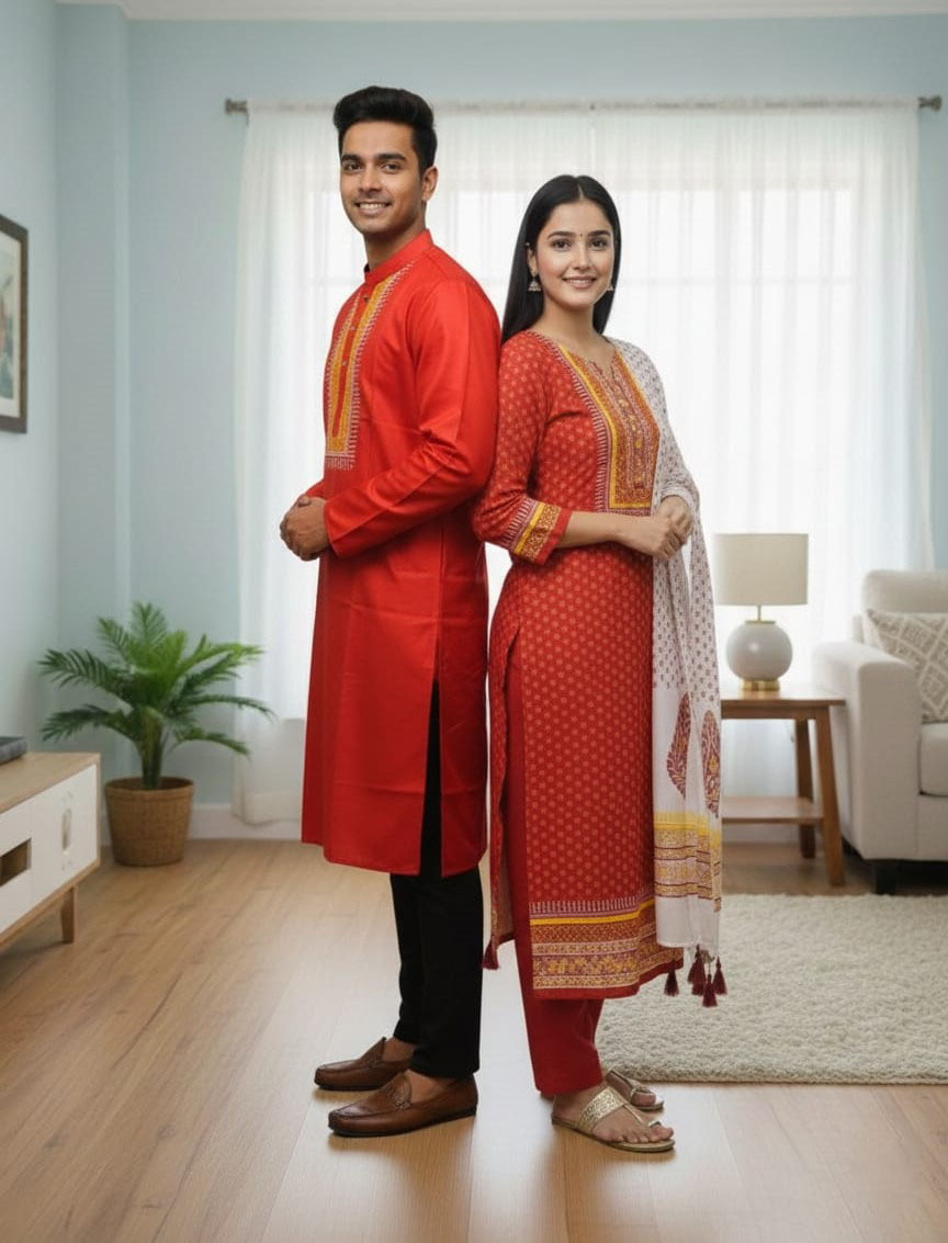 Panjabi Three Piece Couple Set