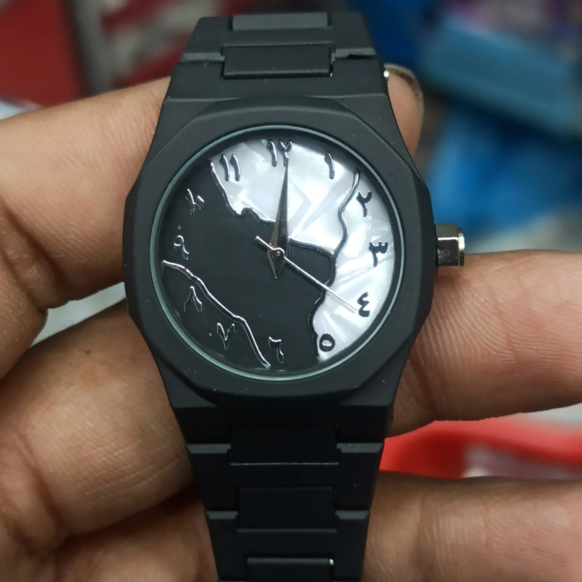 Arabic Dial Premium Marble Finish Ladies Watch with Butterfly Lock