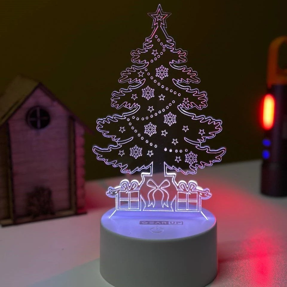 GearUP Acrylic Multicolor Night Lamp (Christmas Tree) – BLACK – 20 pcs
