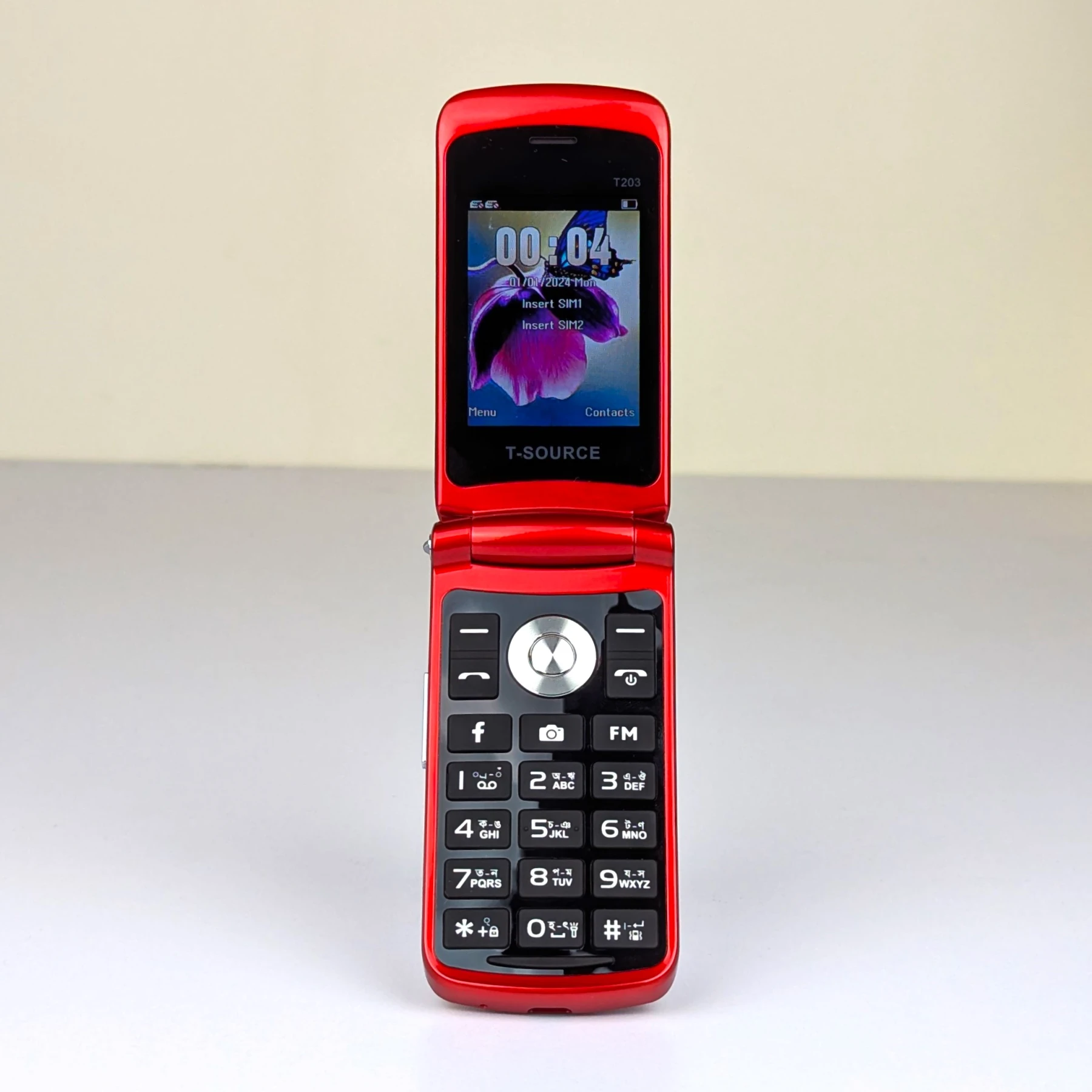 T-Source T203 Dual Display Folding Mobile Phone (RED)