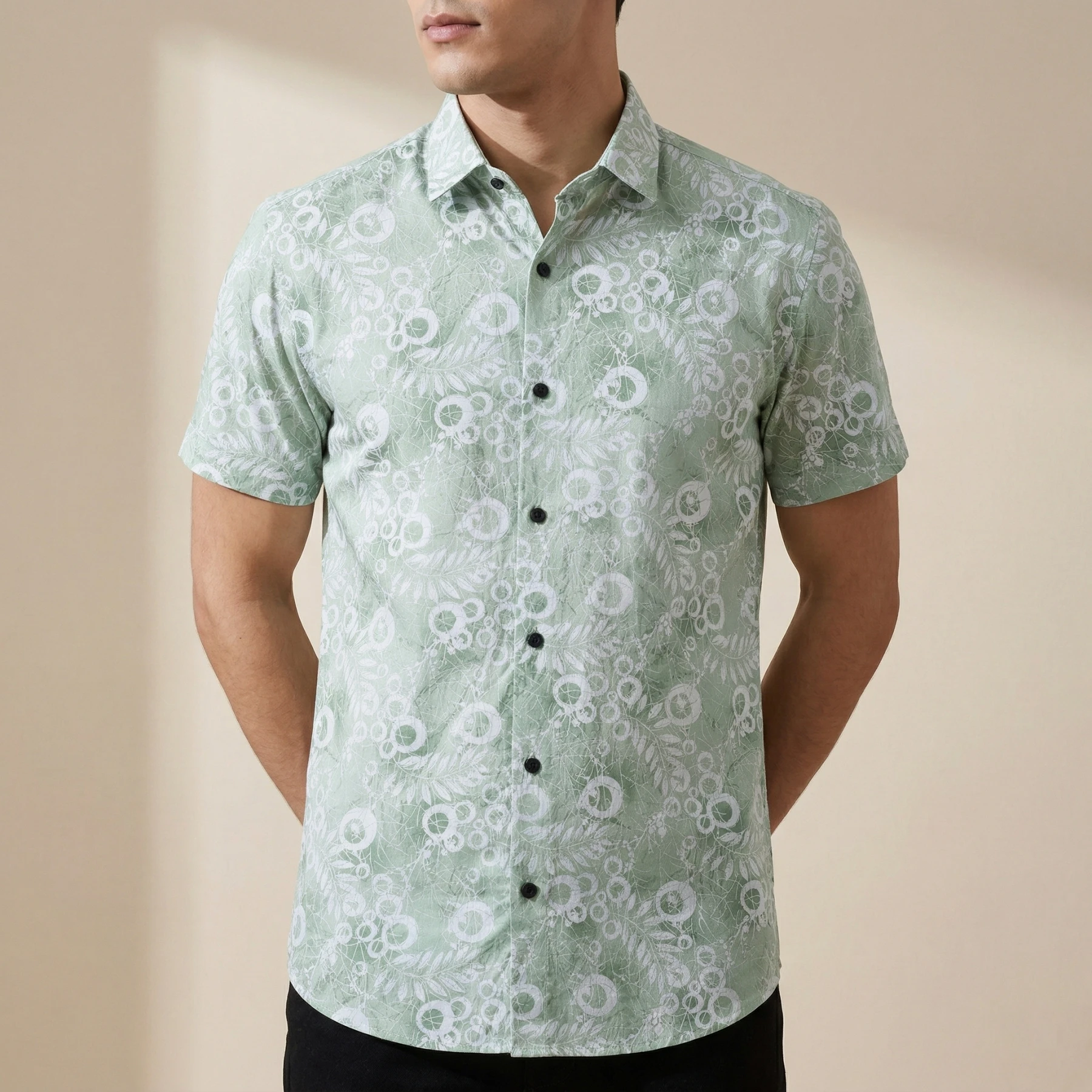 Pure Cotton Half Sleeve Print Shirt for Men's