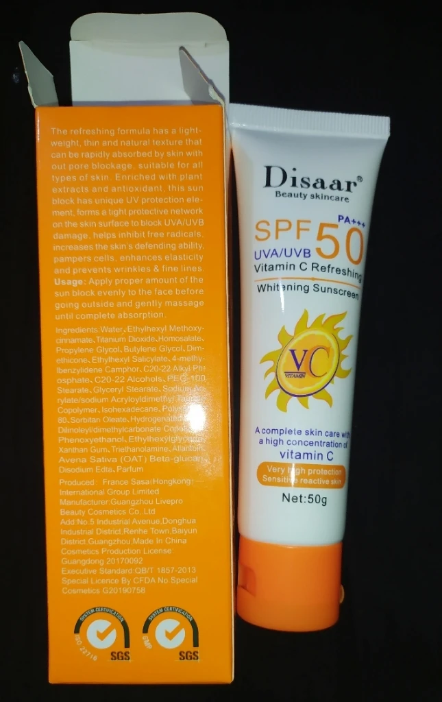 Sunscreen & Aftersun Cream - Disaar Vitamin C Sunscreen SPF50 PA+++ 50gm Oil Free Sunscreen Instant High Protection Sunblock Cream