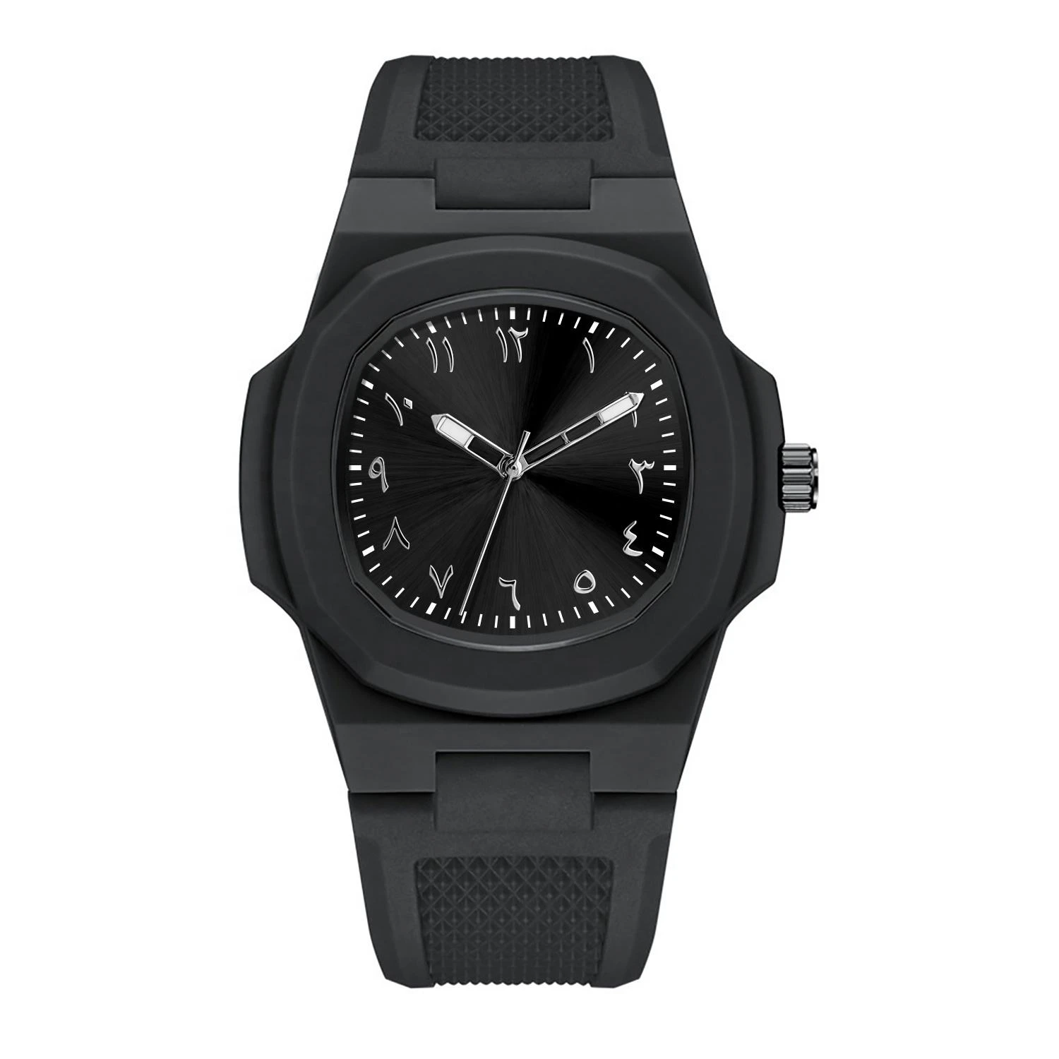 Custom Logo Arabic Dial Square Quartz Wristwatch – Luminous, Waterproof, Silicone Strap
