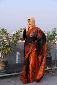 হ্যান্ডপ্রিন্ট হাফসিল্ক শাড়ী